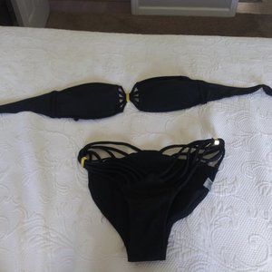 New Black bando bikini gold hardwaare
